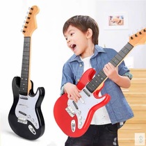 Childrens simulation playing red and black electric guitar toys music instrument metal model strings boys and girls gifts