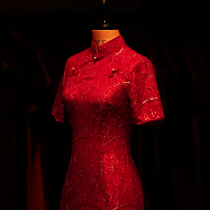 Happy face eroded bone cheongsam 2021 new summer lace retro modified dress dress female young