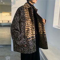BAO WEN jacket male Korean version of the trend bf Harajuku wind fried street design jacket loose lazy wind wool coat autumn