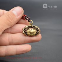  Mini solid copper crab small pendant Retro copper art micro-sculpture Bafang Lai Cai Copper crab keychain hanging antique bronze
