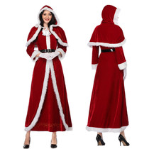 The new European and American Christmas party plays out the red cape Christmas long dress Christmas dress Annual Meeting Dress Lady