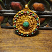 Tibetan copper hand-made gold round nine house twelve zodiac hanging pin jewel necklace jewel decoration jewel