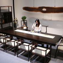 Whole piece of solid wood ebony table new Chinese style modern minimalist tea table tea table log bar flower indoor desk
