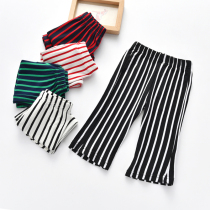 Girl Wide Leg Pants Foreign Air Straight Barrel 2021 Children Ice Silk Pants Children Summer Streak Thin Modale Seven Pants Pants