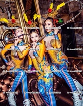 Nightclub China Wind Yellow Dragon Robe Conjoined Hanfu Pants DS Singer Dj Dance Team Gogo Bar Men And Women Acting Out