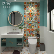 Retro hand-painted small tiles Wave pattern flower pieces Sink toilet French balcony kitchen bathroom wall tiles
