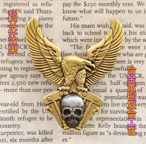 Hale Badge Brass Composite Flying Eagle Skull Double-Cylinder Motorcycle Metal Memorial Badge Badge Cap