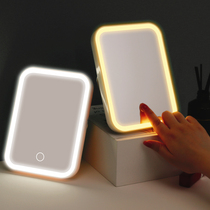 Led make-up mirror with lamp desktop female web Red Beauty Makeup Light Mirror Beauty Cosmetic Mirror Tabletop Portable Carry-on Cosmetic Mirror
