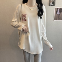 Pregnant Woman Spring Dress Long Sleeve T-shirt Woman Loose Fashion Foreign Air Blouse Pregnancy Outside for a big code beating undershirt tide