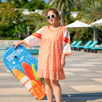 Large size beach seaside sunscreen couple bathing suit sexy fashion ins wind suit cover belly show thin mm swimsuit