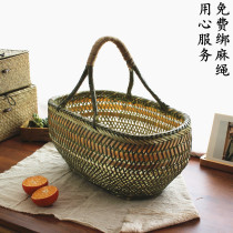 Bamboo weaving products handmade bamboo basket household portable basket picnic basket egg basket fruit storage farm bamboo basket