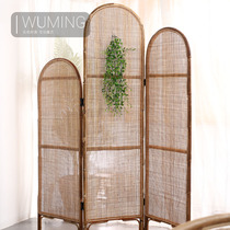 Indonesia imported rattan woven screen retro bedroom living room decoration handmade rattan entrance foldable occlusion partition folding screen
