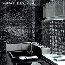 Black glass mosaic pure black body tile bathroom Kitchen restaurant wall tile balcony non-slip floor tiles