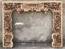 Dongyang wood carving solid wood carved background wall hanging partition decoration three-dimensional floating carving Hollow solid wood flower grid porch