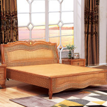 Rattan solid wood bed hotel apartment rattan bed Indonesian rattan bed homestay Vine furniture rattan double bed
