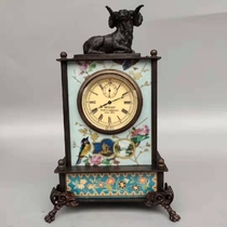 Folk collection Old collection Cloisonne filigree enamel color mechanical clock watch Pure copper wall clock Table clock Living room ornaments