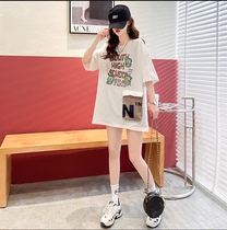 2022 Summer new gestational woman in Korean version Long-style blouses short sleeve T-shirt woman jersey undershirt outside wearing pocket