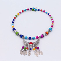 Tibetan silver colored pearl seedling collar lady necklace tourism ethnic wind head ring garland jewelry gift a piece