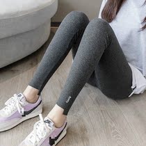 Velvet thickened leggings female outer wear knee pads threaded pantyhose Slim fit tight gray warm pants winter cotton pants