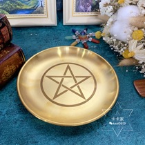 Metal gold five-pointed star candlestick candle holder easy to clean storage plate tribute plate incense holder