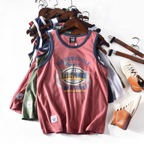 Japanese fashion brand summer cotton sleeveless T-shirt men's retro fashion print loose casual sports basketball vest