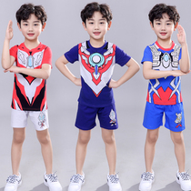 Ultraman clothing Childrens summer clothes Short sleeve shorts suit Boys cotton childrens clothing summer boys home clothes