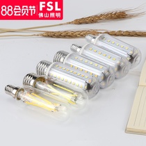 Foshan lighting super bright led bulb energy-saving e27e14 small screw mouth household three-color dimming candle bubble corn lamp