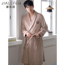 Sleepwear mens spring and autumn season thin Coral Suede Winter winter Winter Warm Flannel SLEEPING ROBE ROBE ROBES Long-style morning robe
