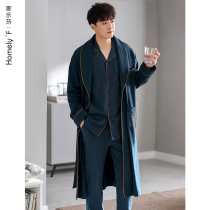 Sleepwear Men Sleeping Robes Spring And Autumn pure cotton long sleeves Home Clothing Mens All-cotton Bathrobe Thin section Three-piece suit