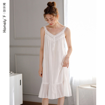 Shuttle Loom Cotton Cotton Cloth Sleeping Dress Lady Pyjamas Summer Summer Pure Cotton Harnesses Vest Sleeveless All-cotton Thin for overweight