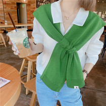 Korean fashion spring and autumn solid color small shawl women autumn and winter outside shoulder high-end net red Joker ins knitted scarf