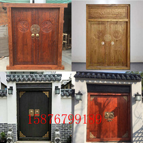 Chinese antique wooden door Rural yard door double open entry door Self-built house solid wood door Old house courtyard door