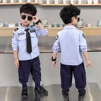 Boys and children small police clothing suit uniform spring and autumn long sleeve children baby police uniform tide cool handsome new