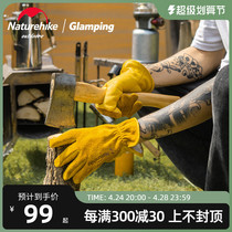Naturehike Novo Customer Outer Coal-skin Gloves Labor Wear Resistance Campgrounds Retro Yellow Gloves