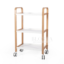 Japanese beauty salon special cart home beauty salon trolley three-layer beauty trolley with brake wood grain