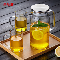 Mesney Glass Cold Kettle Household Tie Pot High Temperature Resistant Cold Kettle Water Cup Transparent Large-capacity Water Bottle Set
