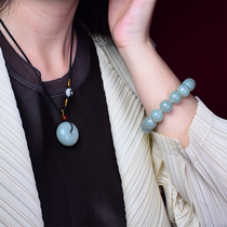 (Mountain water)Borneo flower preferred Hetian jade card 12-13 beads single circle hand string fat buckle safe buckle pendant