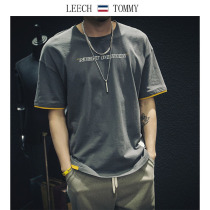 Leech Tommy tide brand summer thin short-sleeved t-shirt mens fat loose large size mens t-shirt plus fat increase