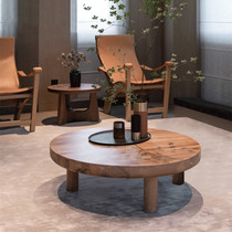Nordic solid wood tea table modern minimalist fuku folk designer wood small tea table living room home round tea table