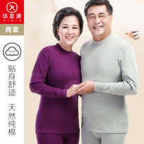 Hua Youyuan middle-aged and elderly autumn clothes and trousers cotton bottoming grandma mother warm two-piece set Xinjiang cotton size
