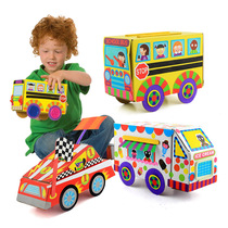 Daban childrens hand DIY color paper paste to make car model toy creative carton racing material package