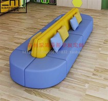 School library multi-person double-sided creative combination shoe shop early education center training class parents waiting for leather sofa