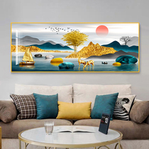 Decorative painting of living room with backing on the back Modern simple sofa background wall hanging painting New Chinese horizontal crystal porcelain landscape painting