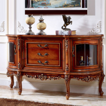 Xi Sheng Mei-style solid wood porch table European semi-round porch cabinet carved against the wall porch solid wood sideboard