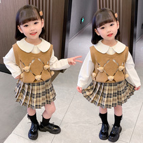 South Korean girls tennis red jk suit spring autumn 2022 new college funnary dress baby foreign air trendy three sets