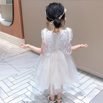 Korean girl dress Summer dress Childrens wings Net red tutu Female baby Foreign princess dress dress