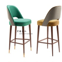 American solid wood bar chair simple high chair Nordic modern bar chair front chair designer creative bar chair