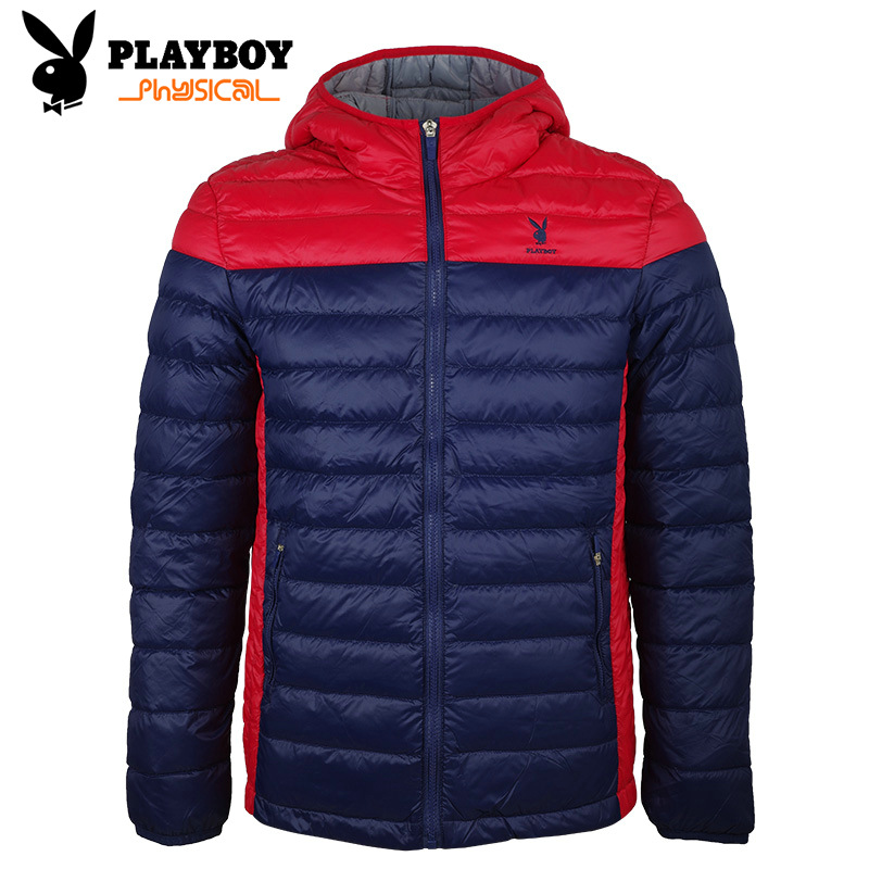 PLAYBOY/Playboy Men's Fashion Korean Edition Hat Down Dress Skiing Light and Warm Jacket for Men