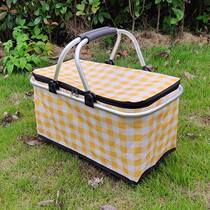 Reinforced insulation double handle supermarket folding shopping basket Fast food basket vegetable basket Oxford cloth basket Picnic basket