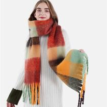 Japanese female winter thick imitation cashmere scarf warm Joker check Korean version of shawl long dual-use bib student